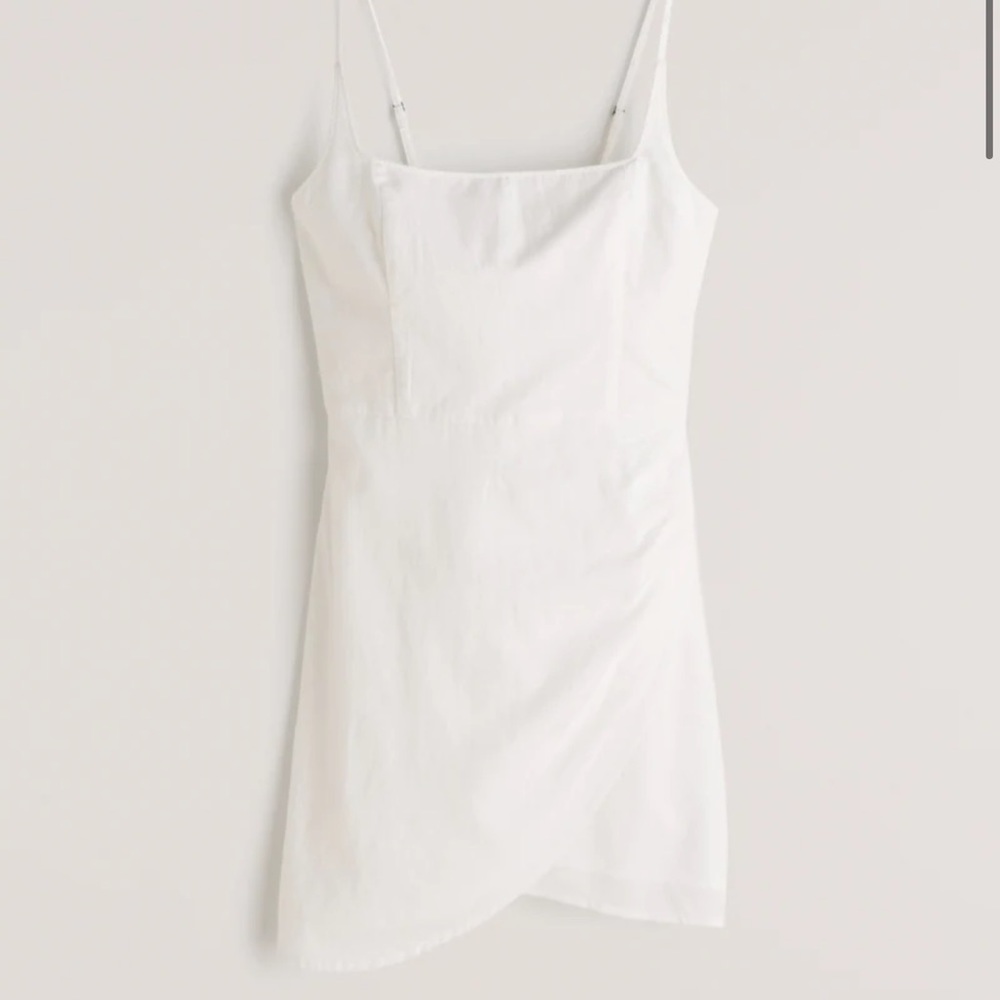 White Squareneck Wrap Mini Dress